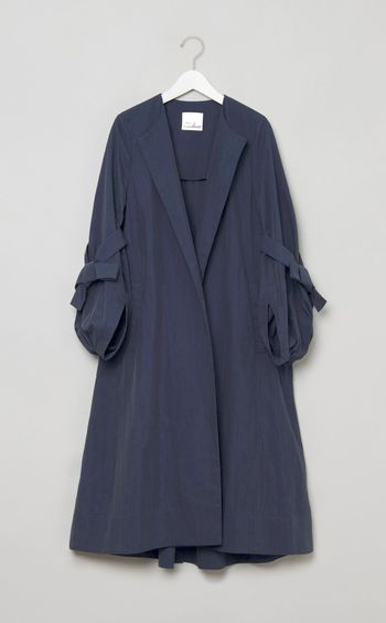 ツイル袖リボンノーカラーコート