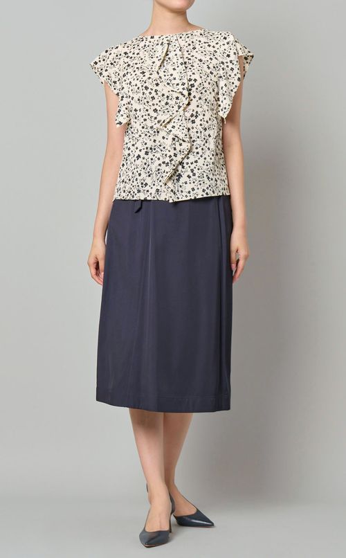 フラワープリントラッフルプルオーバー