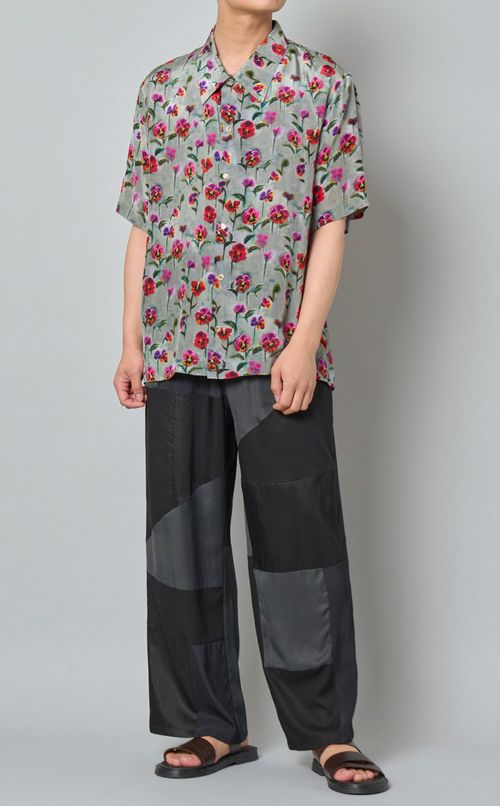 パネルパッチワークレーヨンパンツ