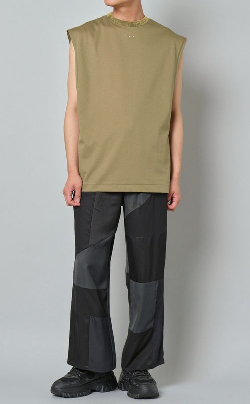 パネルパッチワークレーヨンパンツ