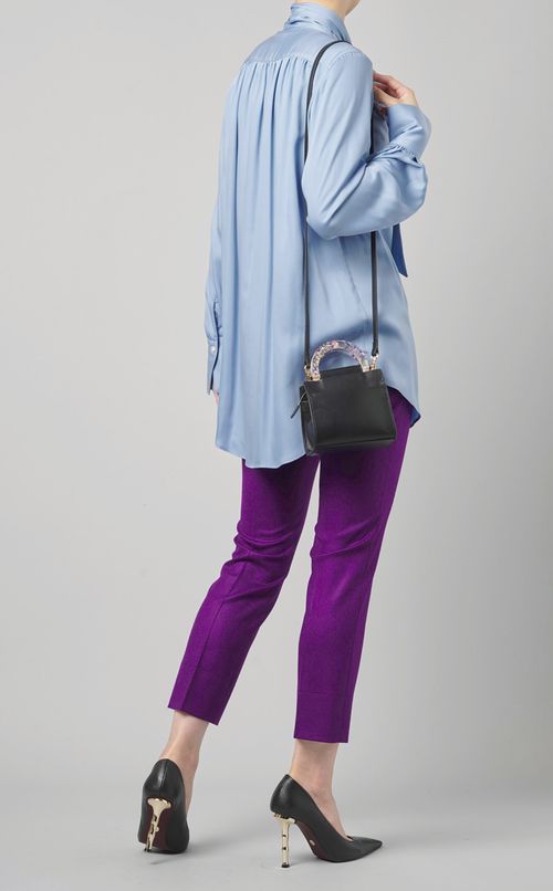 クリアハンドルレザーミニバッグ