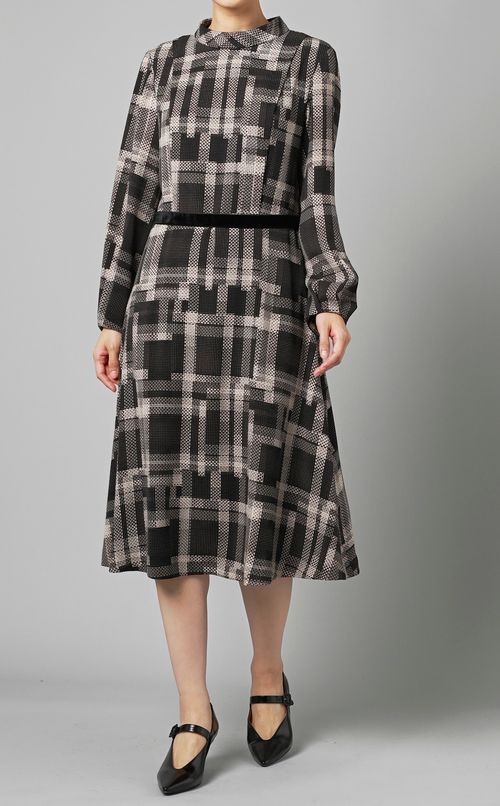 デジタルチェック柄ワンピース