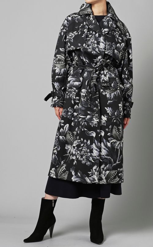ボタニカルプリントトレンチコート