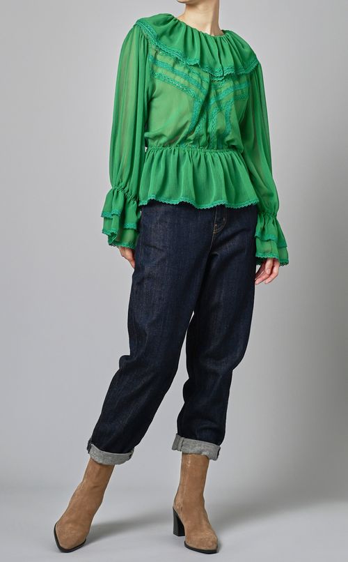 シフォンレースブラウス