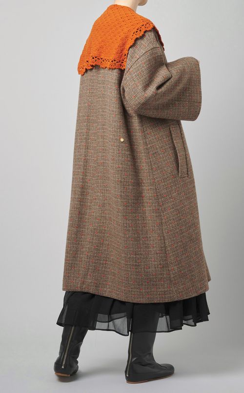 ニットカラー付ドット刺繍コート