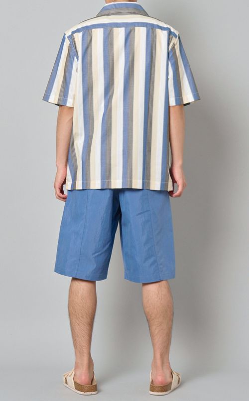 オンブレストライプオープンカラーシャツ