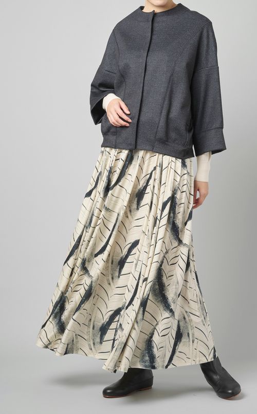 フェザープリントベルベットスカート