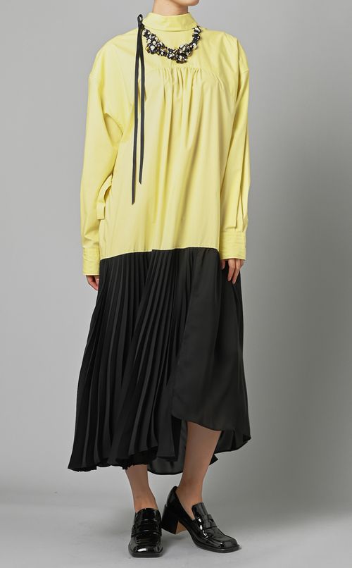 異素材シャツワンピース