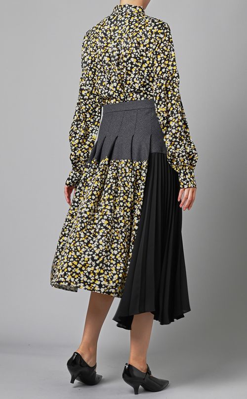 異素材プリーツ巻きスカート