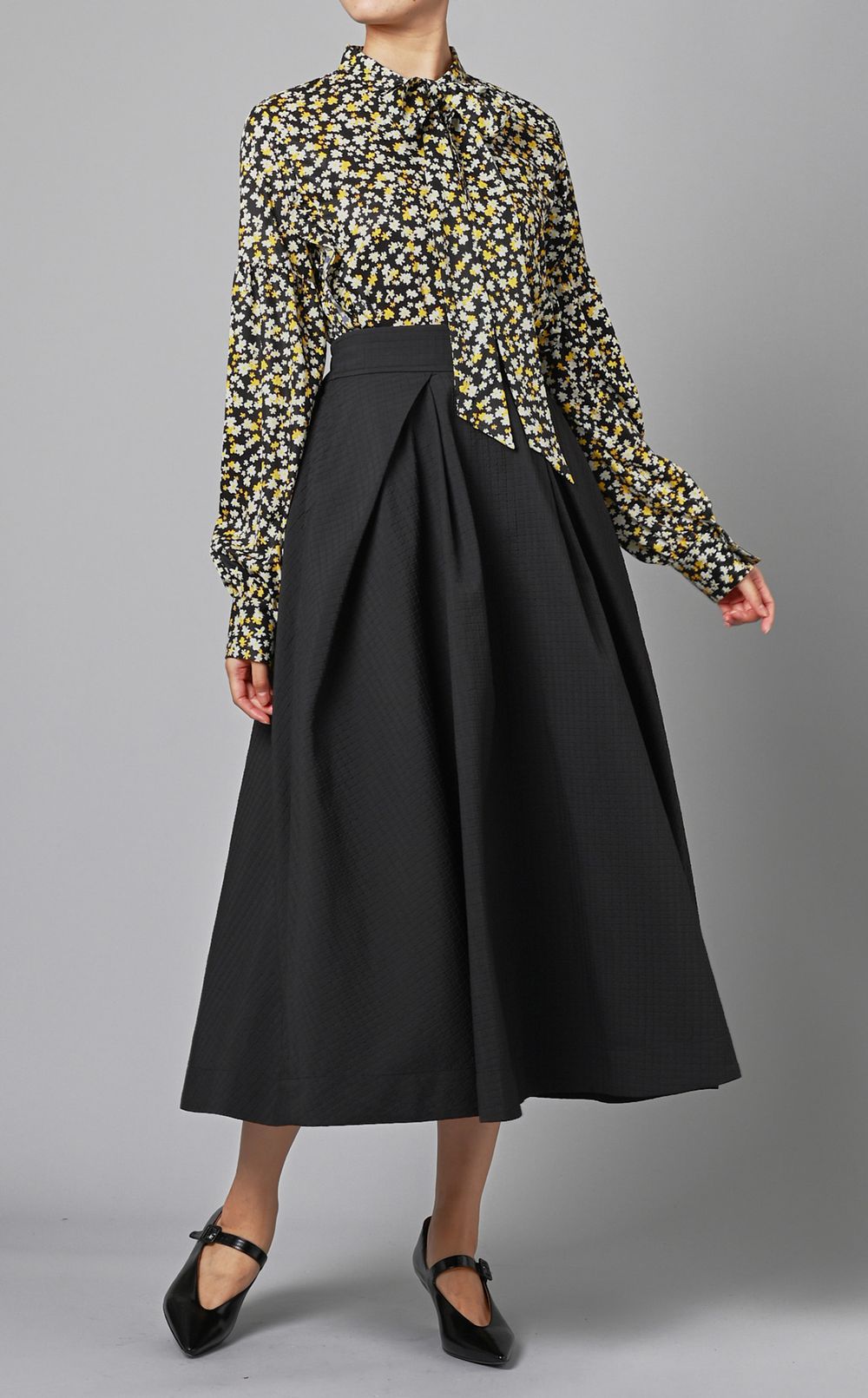 キルトタックフレアスカート