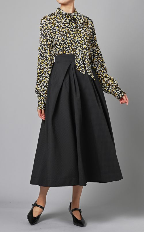 キルトタックフレアスカート