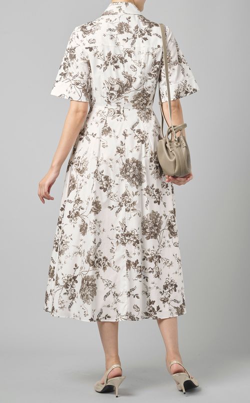 フラワープリントコットンシャツワンピース