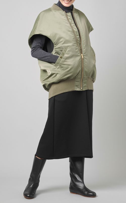 Vネックジャージーワンピース