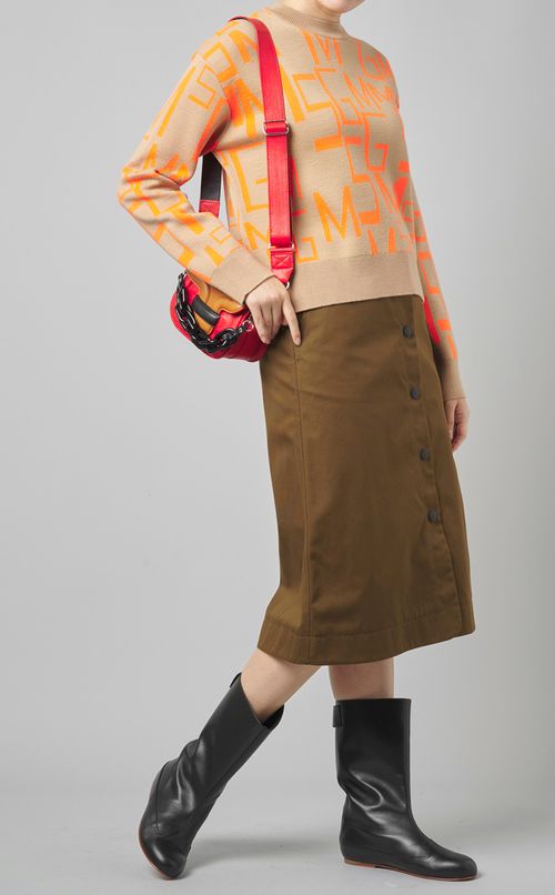 フロントボタンフレアスカート