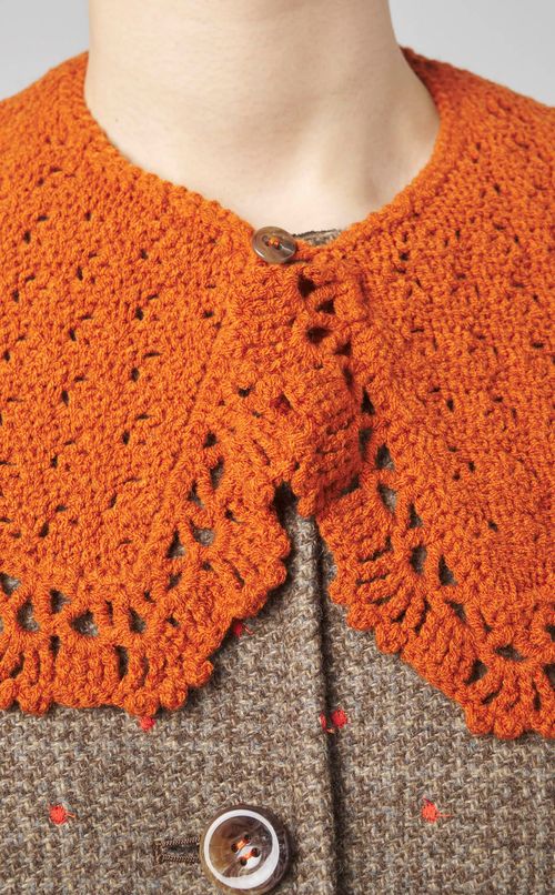 ニットカラー付ドット刺繍コート