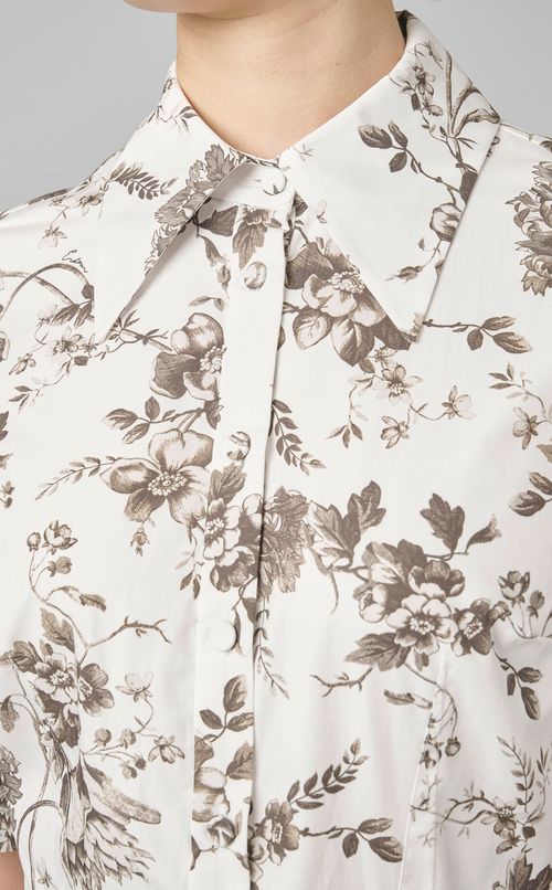 フラワープリントコットンシャツワンピース