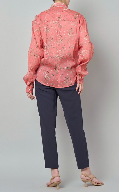 フラワープリントフロントタイブラウス