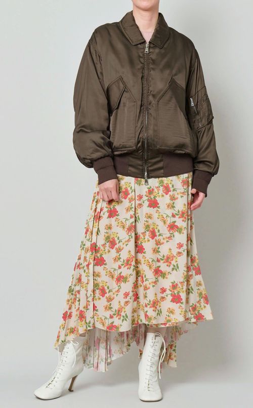 フラワープリントアシンメトリースカー卜