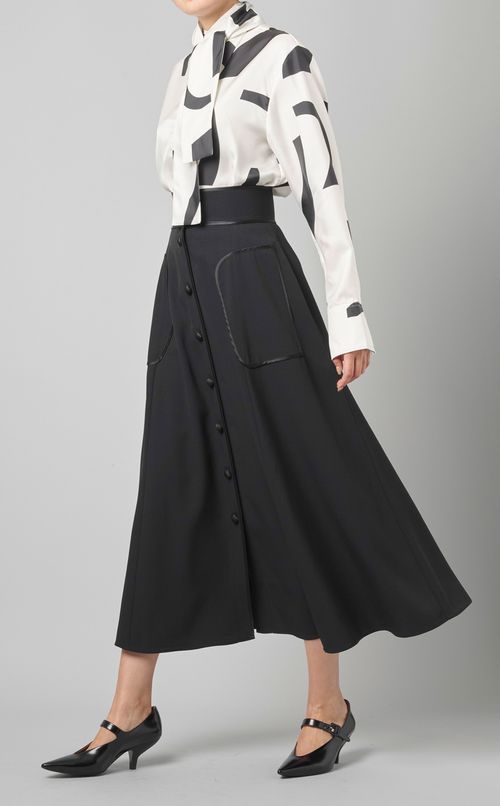 ウール混フロントボタンスカート
