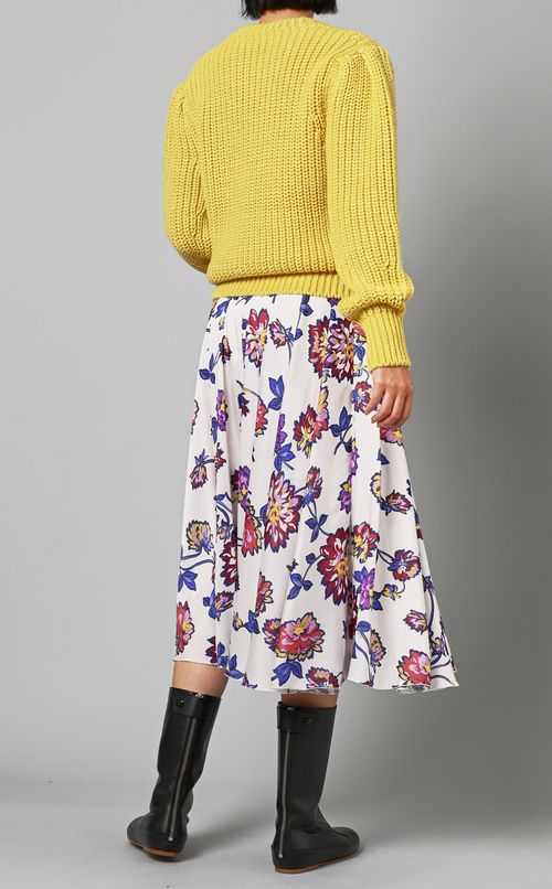 ウールクルーネックパフスリーブニット