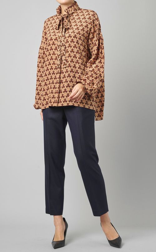 ジオメトリックプリントブラウス