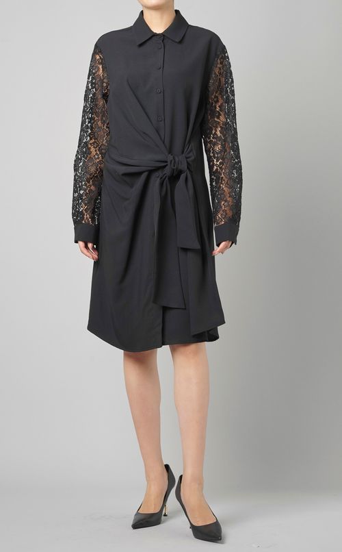 レーススリーブシャツワンピース