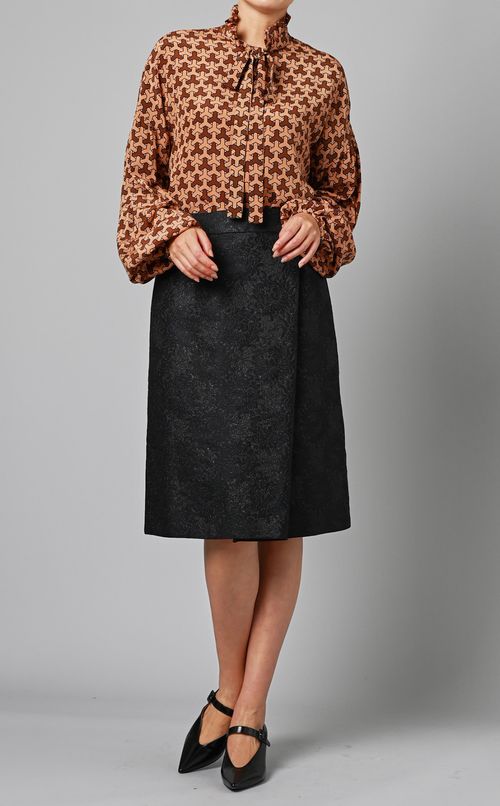 ジオメトリックプリントブラウス