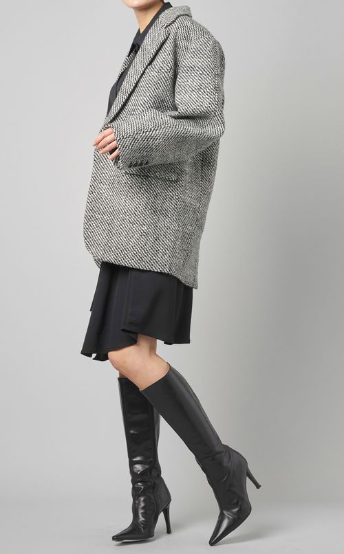 ウールツイードシングルショートコート