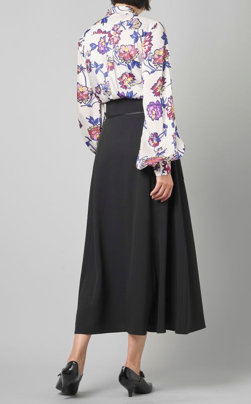 ボウタイ付フラワープリントシャツ