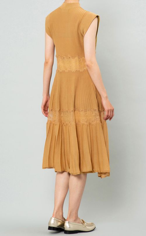 レース切替ニットワンピース