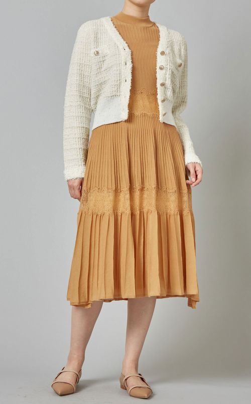 レース切替ニットワンピース