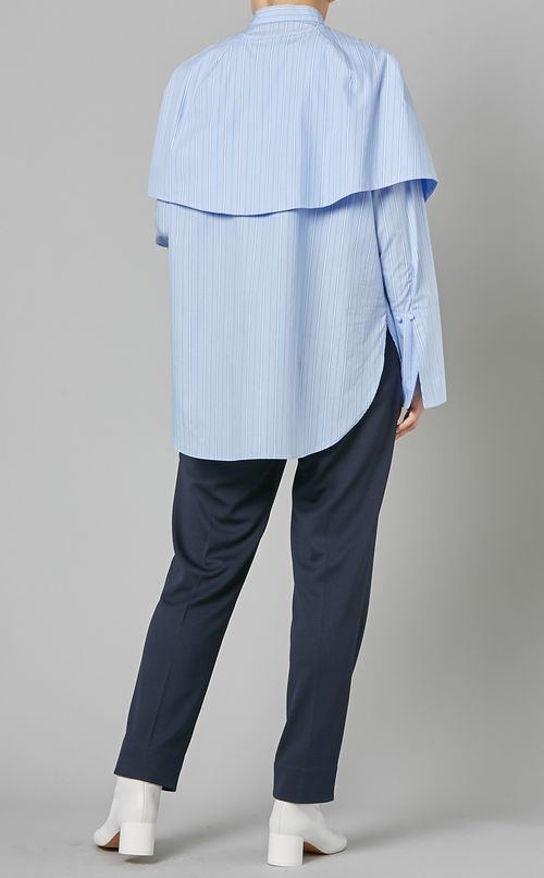 つけ襟付ストライプブラウス