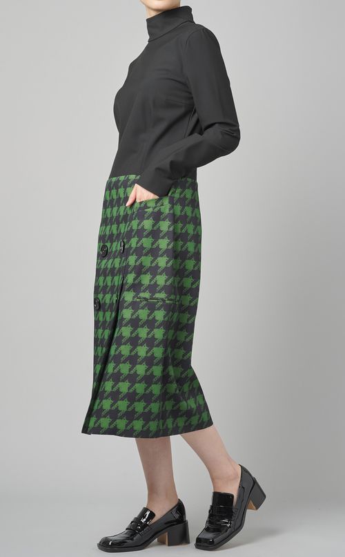 チェック切替ハイネックワンピース