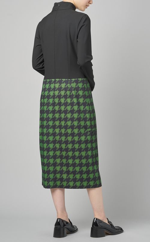 チェック切替ハイネックワンピース