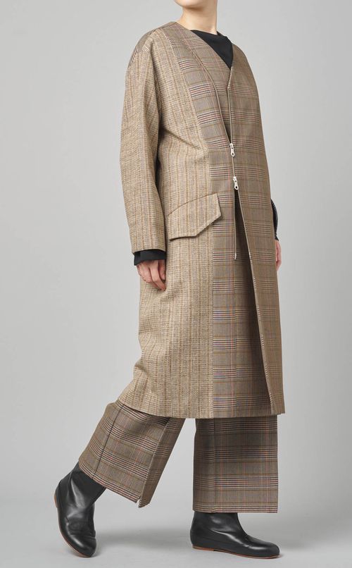 クレイジー切替ノーカラーコート