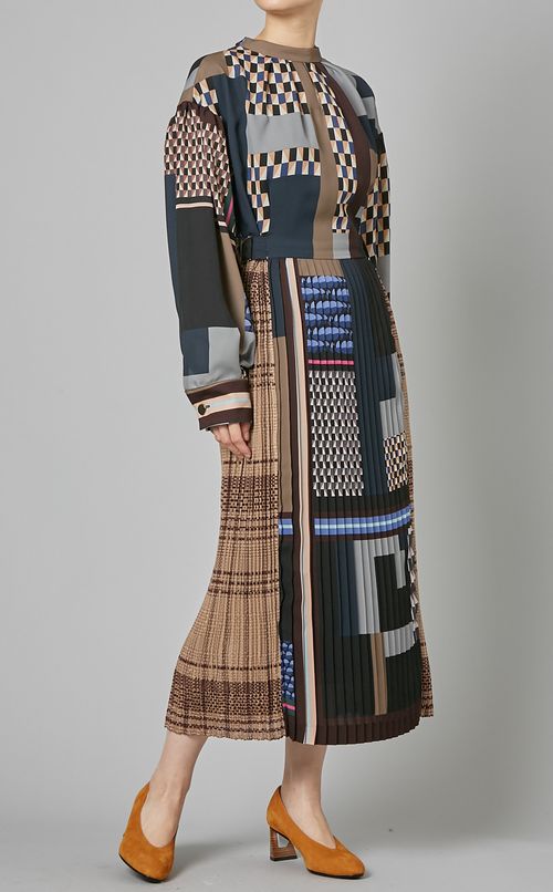 マルチプリントプリーツワンピース