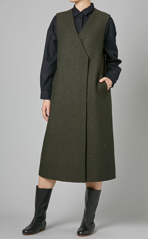 ウールシャツワンピース