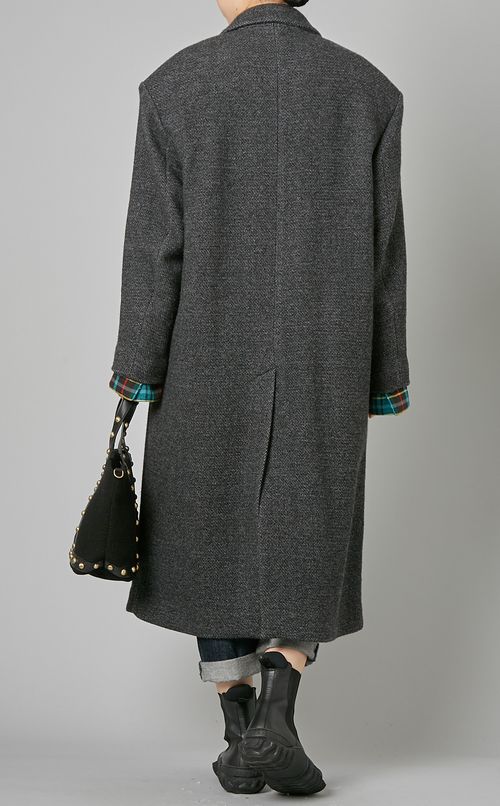 ヘリンボーンダブルブレストロングコート