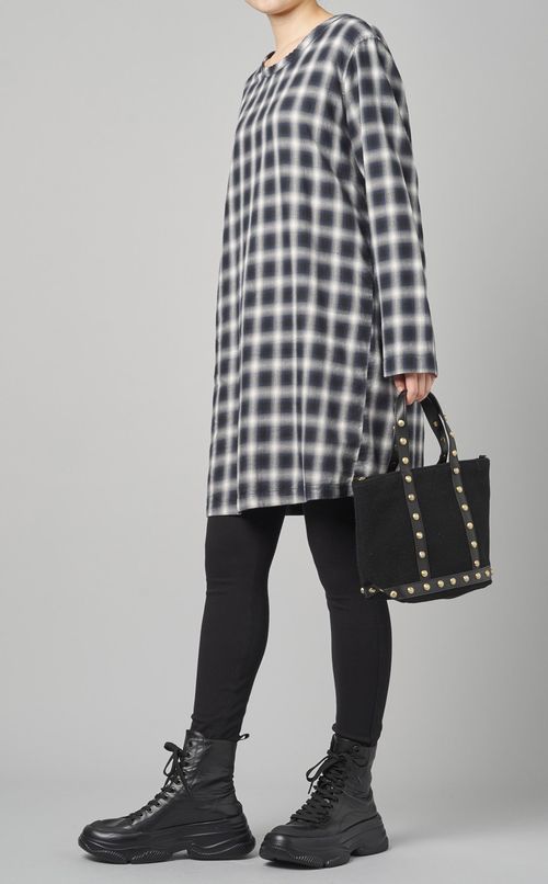 チェックコットンロングプルオーバー