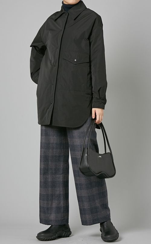 ウール混チェックストレートパンツ