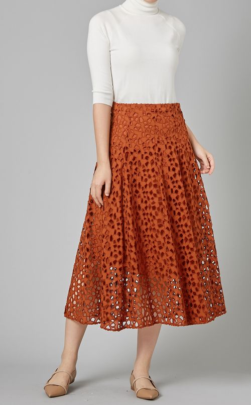 コットンレースフレアスカート