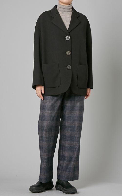 ウール混チェックストレートパンツ
