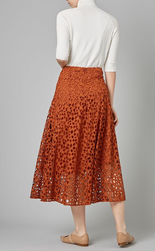 コットンレースフレアスカート