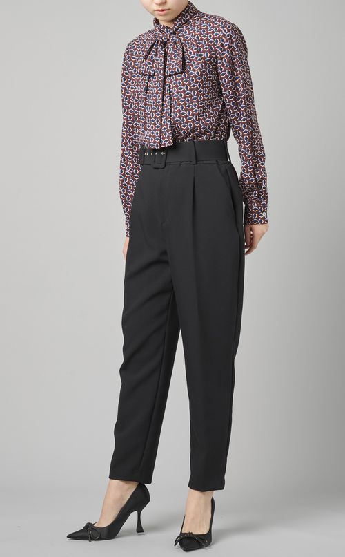 ジオメトリックボウタイブラウス