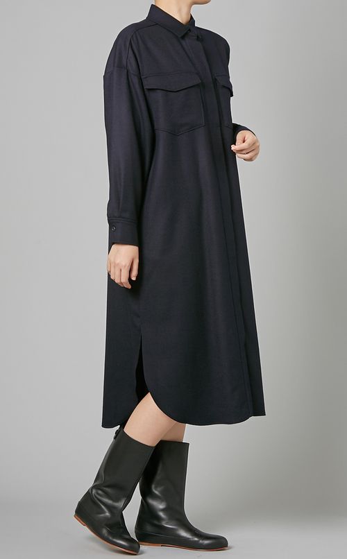 ウールシャツワンピース