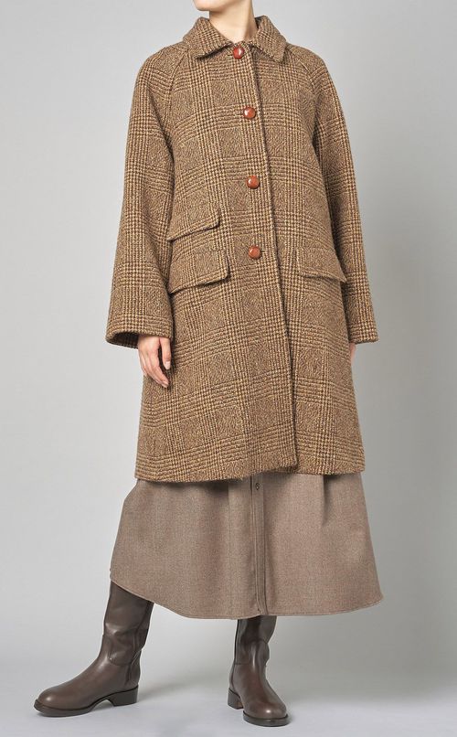 グレンチェックベルデッドシャツワンピース