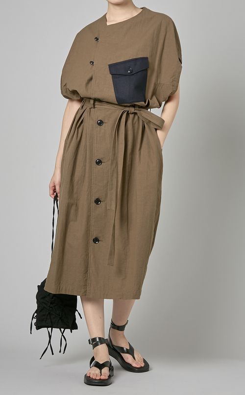 コットンサージカルロングワンピース