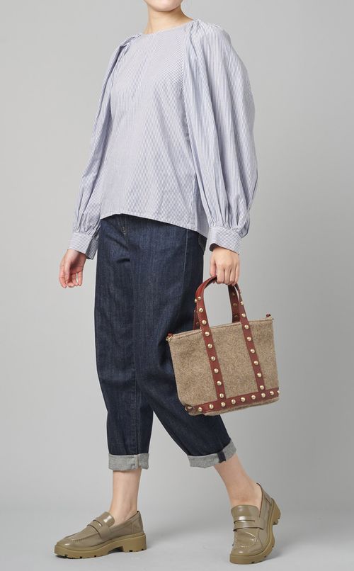 スタッズ付ウールミニトートバッグ