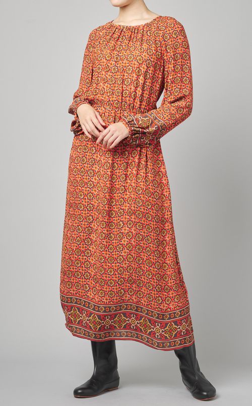 フォークロアプリントロングワンピース