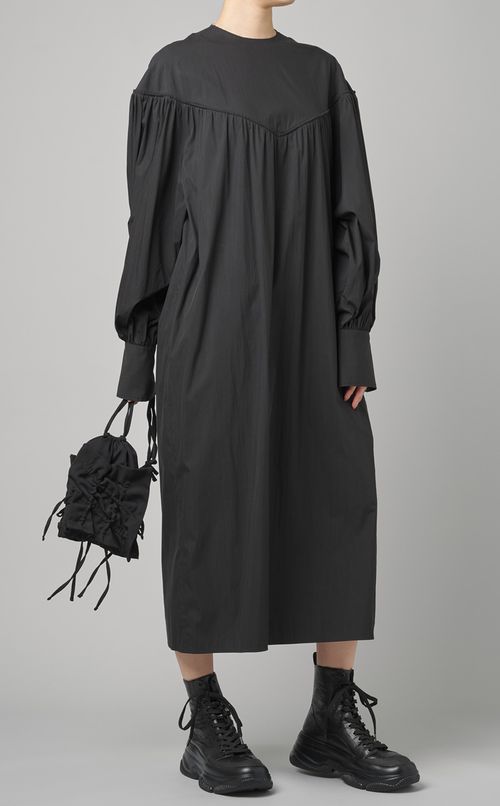 タイプライターギャザーロングワンピース